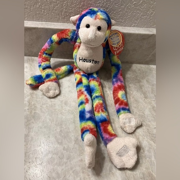 Fiesta MONKEY Houston Hanging Plush Blue Purple Tie Dye Tags Stuffed Animal - Picture 1 of 9
